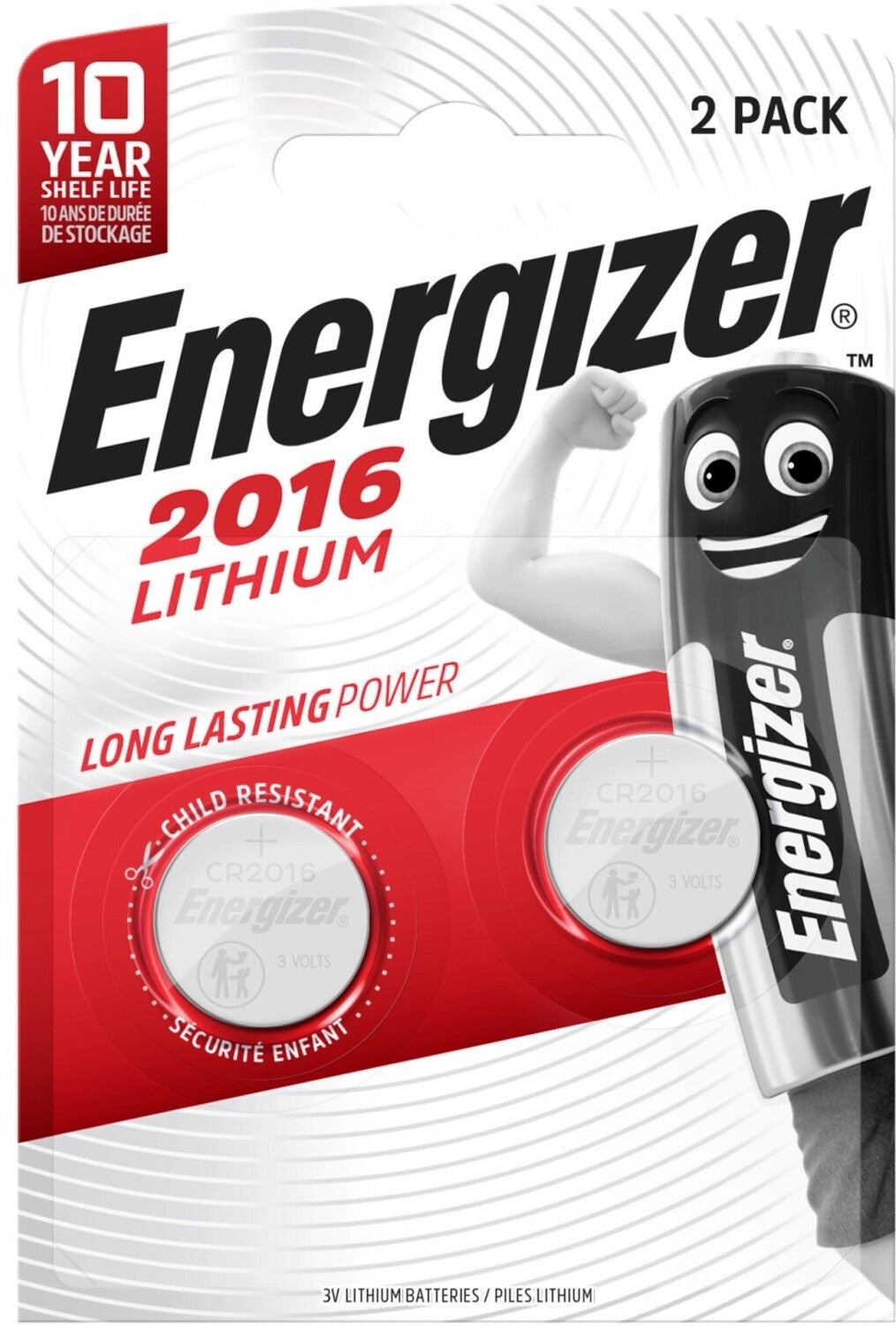 Energizer CR2016 Lithium 3V - Blister de 2