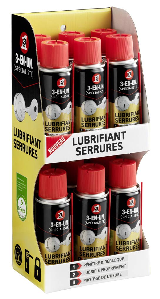 Lubrifiant Serrures 3-EN-1 Technique - Présentoir 12 aérosols