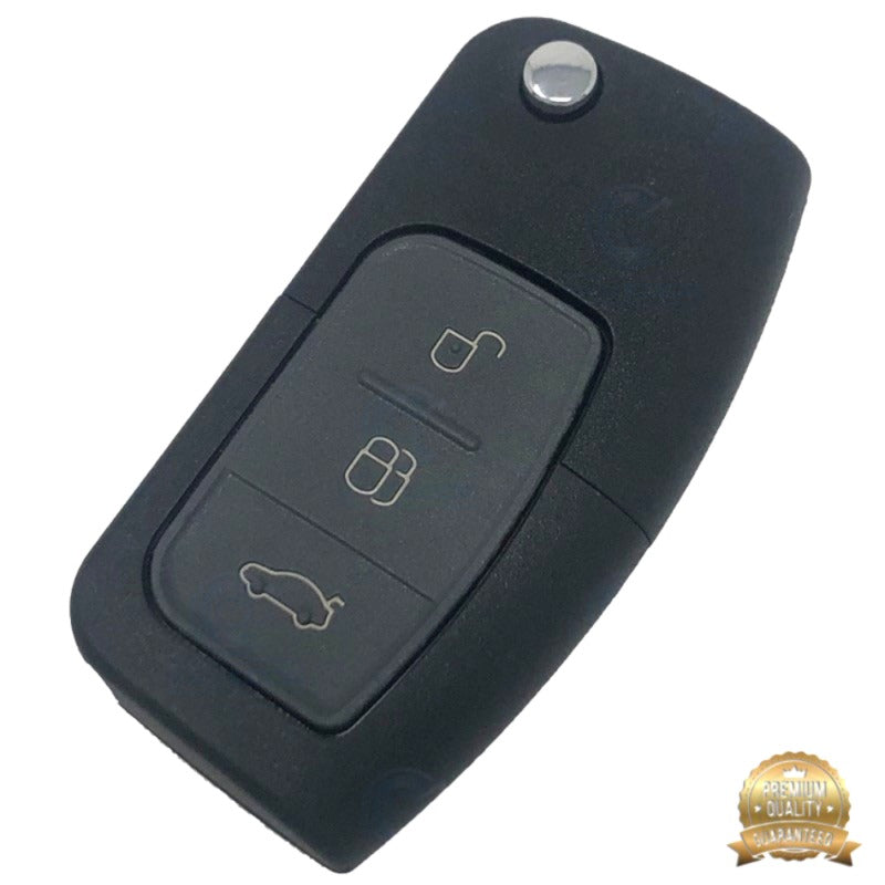 [FO101CS3B-P] COQUE TELECOMMANDE PLIABLE 3 BOUTONS FOCUS AVEC INSERT HU101 - QUALITÉ SUPÉRIEURE (BOUTON COFFRE)