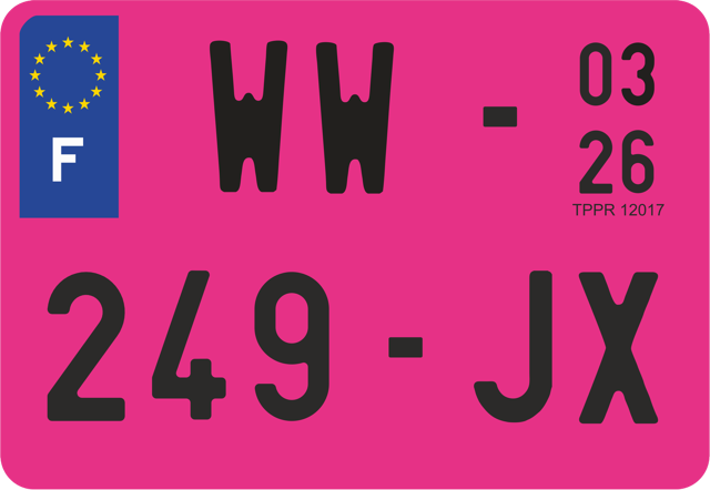 Film pour plaque moto rose WW/W